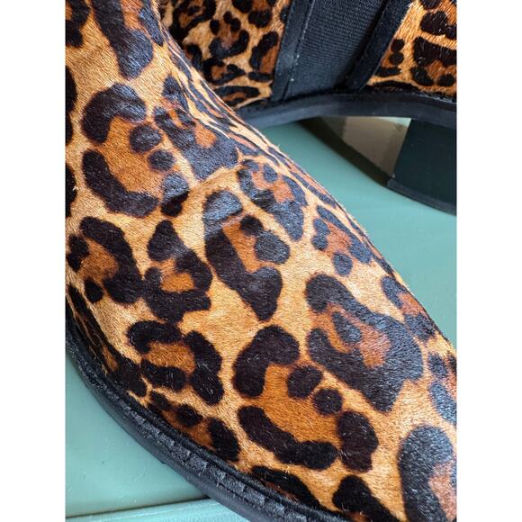 Crown Vintage May Cow Hair Leopard Cheetah Chunky Heel Pull on Bootie Sz 10 - Picture 6 of 8